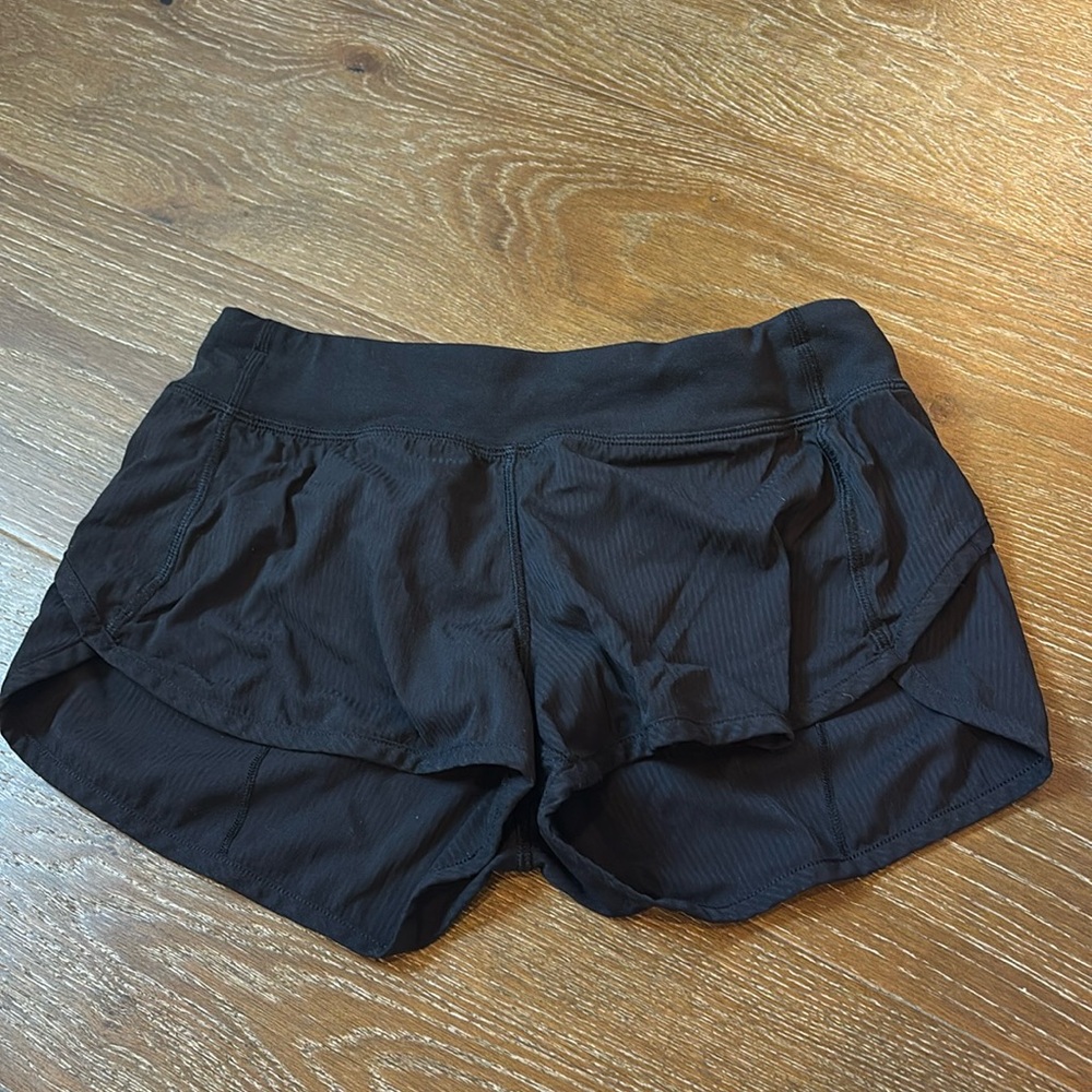 Ivivva Speedy Running Shorts Black Stripe Lined Zipper Pocket-14